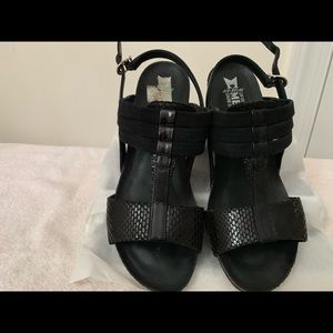 Black Mephisto wedge dress sandal